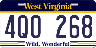 WV license plate 4QO268
