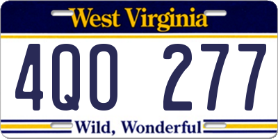 WV license plate 4QO277