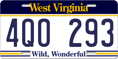 WV license plate 4QO293