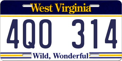 WV license plate 4QO314