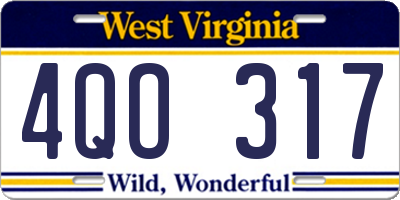 WV license plate 4QO317