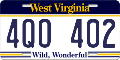WV license plate 4QO402