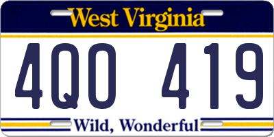 WV license plate 4QO419