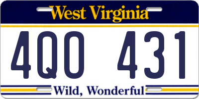 WV license plate 4QO431