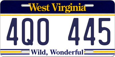 WV license plate 4QO445