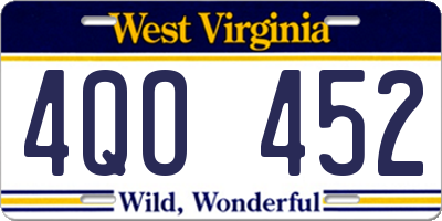 WV license plate 4QO452