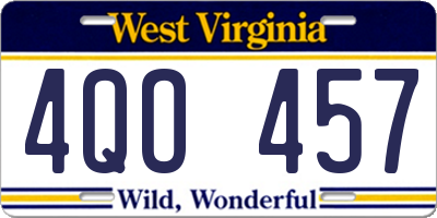 WV license plate 4QO457