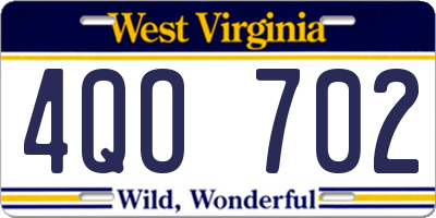 WV license plate 4QO702