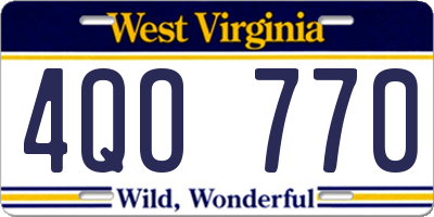 WV license plate 4QO770