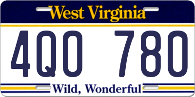 WV license plate 4QO780