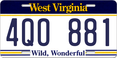 WV license plate 4QO881