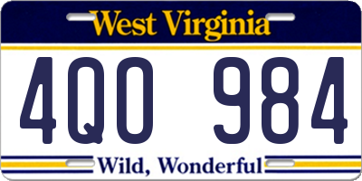 WV license plate 4QO984
