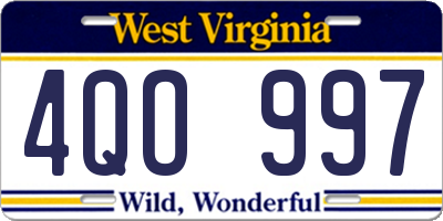 WV license plate 4QO997