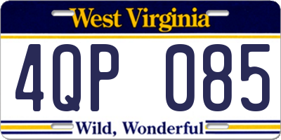 WV license plate 4QP085