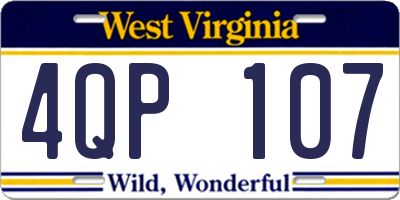 WV license plate 4QP107
