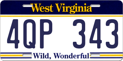 WV license plate 4QP343