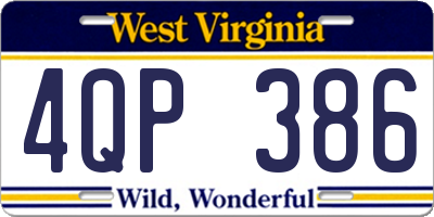 WV license plate 4QP386