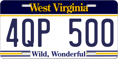 WV license plate 4QP500