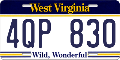 WV license plate 4QP830