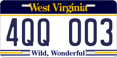 WV license plate 4QQ003