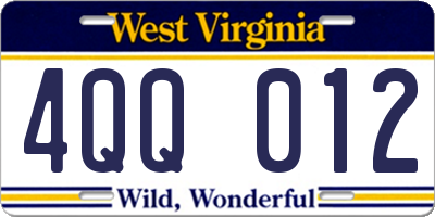 WV license plate 4QQ012