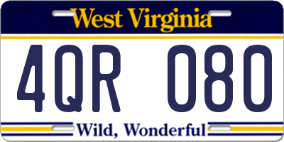 WV license plate 4QR080