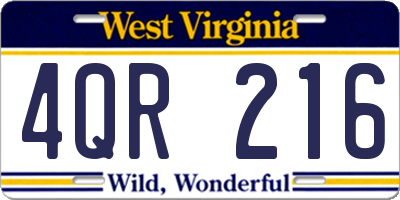 WV license plate 4QR216