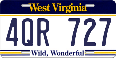 WV license plate 4QR727