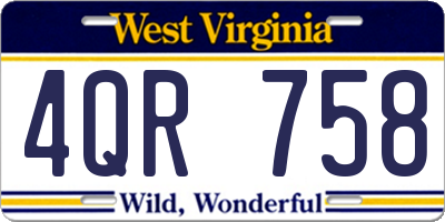 WV license plate 4QR758
