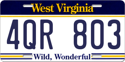 WV license plate 4QR803