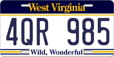 WV license plate 4QR985