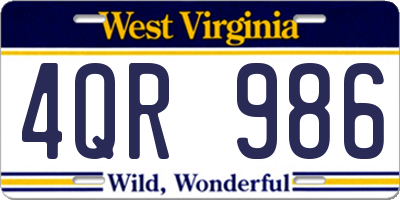 WV license plate 4QR986
