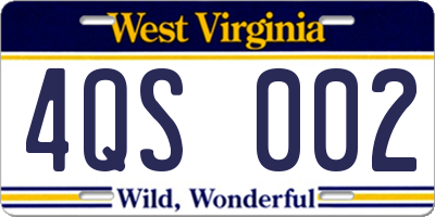 WV license plate 4QS002