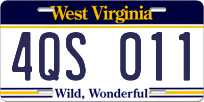 WV license plate 4QS011