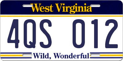 WV license plate 4QS012