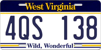 WV license plate 4QS138