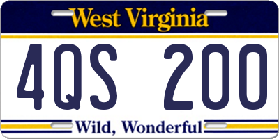 WV license plate 4QS200