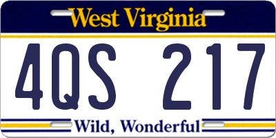 WV license plate 4QS217