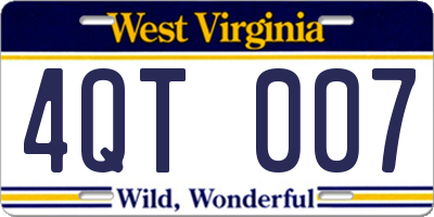 WV license plate 4QT007