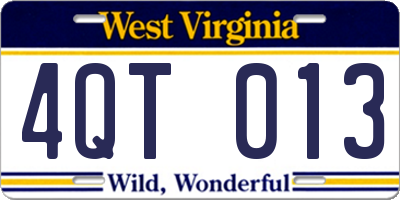 WV license plate 4QT013