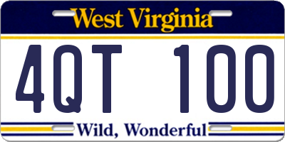 WV license plate 4QT100