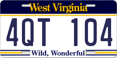 WV license plate 4QT104