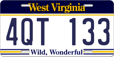 WV license plate 4QT133