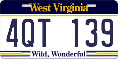 WV license plate 4QT139