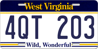 WV license plate 4QT203