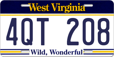 WV license plate 4QT208