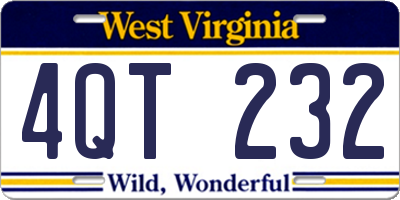 WV license plate 4QT232