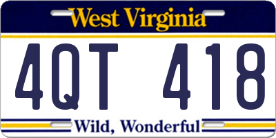 WV license plate 4QT418