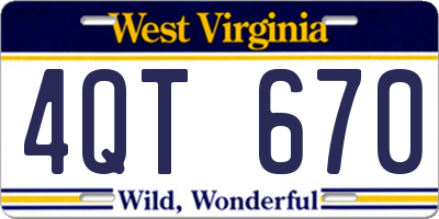 WV license plate 4QT670