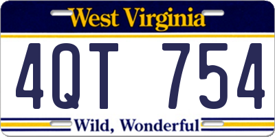 WV license plate 4QT754